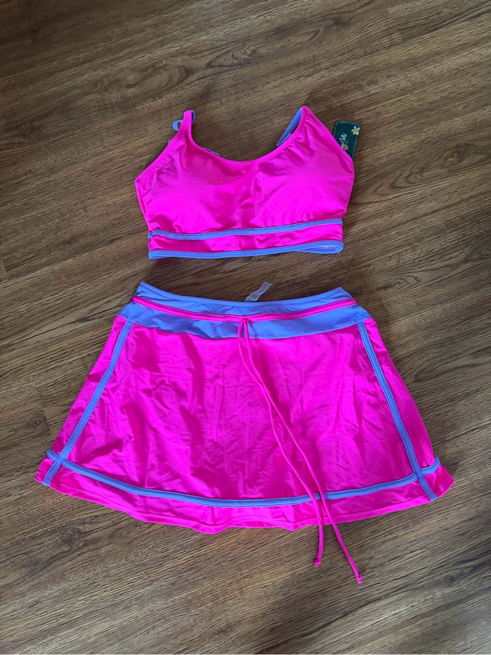 Bright Pink Women's Two-Piece Swim Set with Skirt